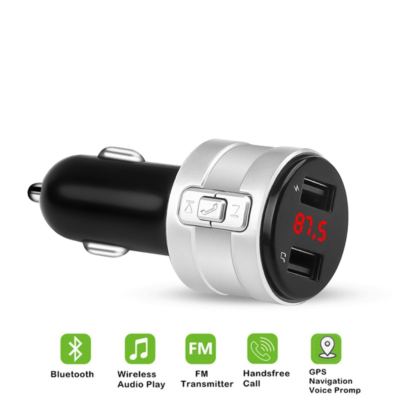 Transmisor modulador con Bluetooth 4,2, Cargador USB Dual, manos libres, receptor de Audio inalámbrico, AUX, 3.1A, Carga de coche