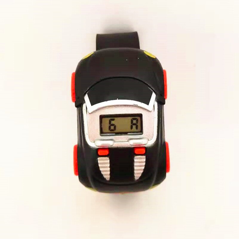 Reloj con pantalla LED para niños, juguete desmontable de coche de dibujos animados, pulsera Digital de de Navidad para niños y niñas: Black