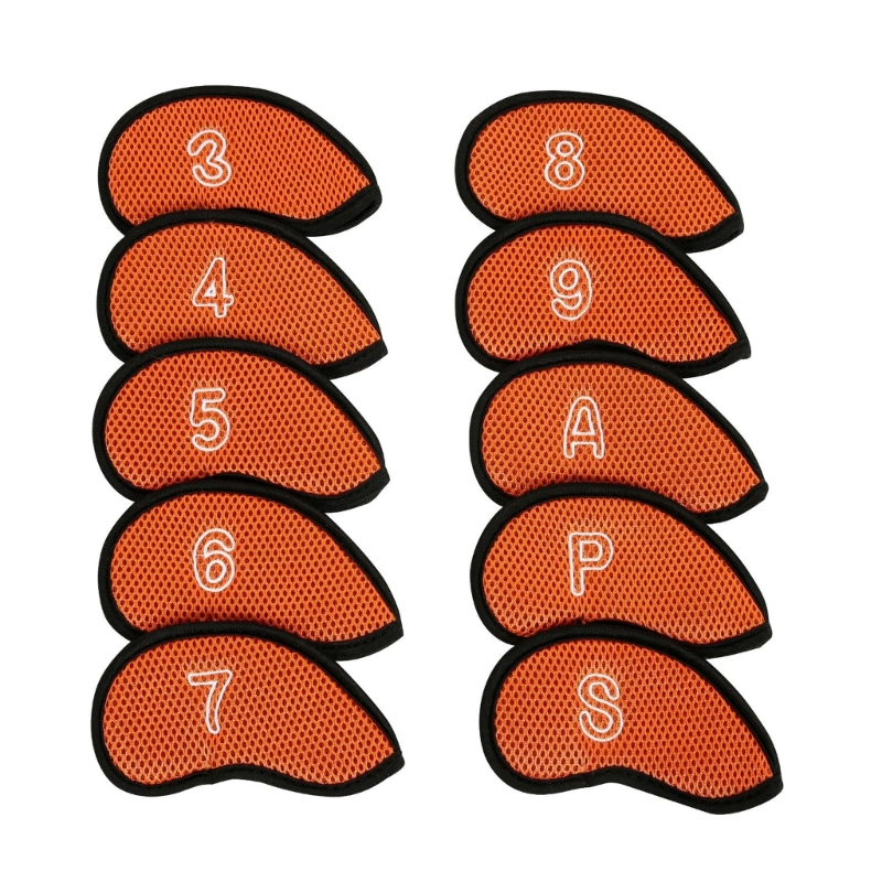 10 pièces/paquet couverture fer Golf tête Putter Golf protéger couvre les cales Golf couvre-chef: Orange