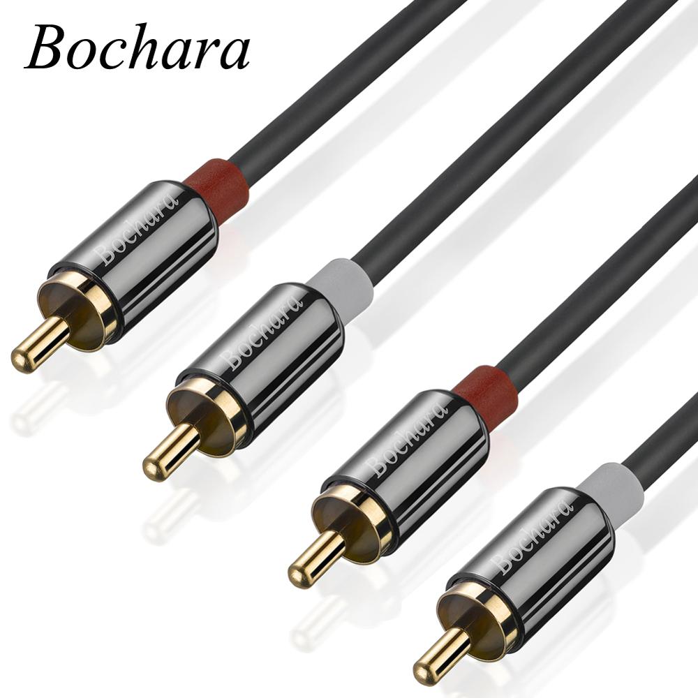 Bochara 2RCA Om 2RCA Male Naar Male Ofc Audiokabel Folie + Gevlochten Afgeschermde 1.8 M 3 M 5 M 10 M 15 M 20 M Voor Versterker Mixer