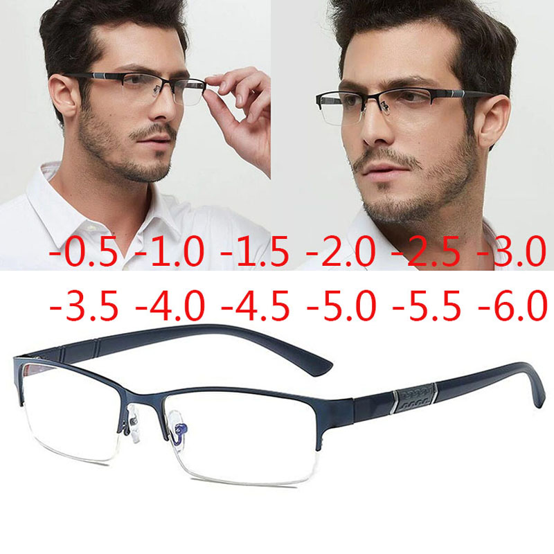 Gafas de lectura con medio marco de Metal, gafas para miopía Unisex 0-0,5 -1 -1,5 -2 -2,5 -3 -4 -5 -6 Gafas con números de grados