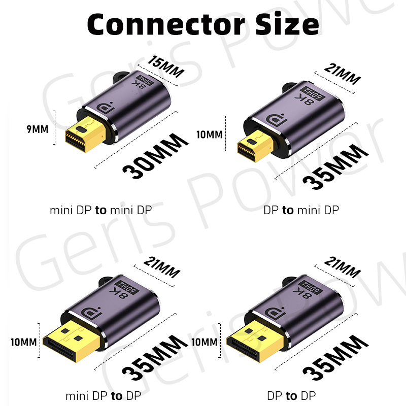 8K Mini DP Displayport 1.4 Adapter Converter 8K@60Hz 4K@144Hz DP to Mini DP Male to female Connector Extender for PC Laptop TV