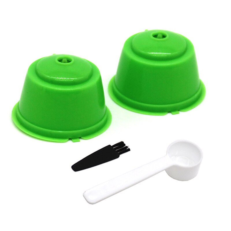 2PCS Reusable Dolce Gusto Coffee Capsules Filter Cup Plastic Nespresso Refillable Coffee Filter Baskets Caps Kitchen Accessories: 2PCS - grass green