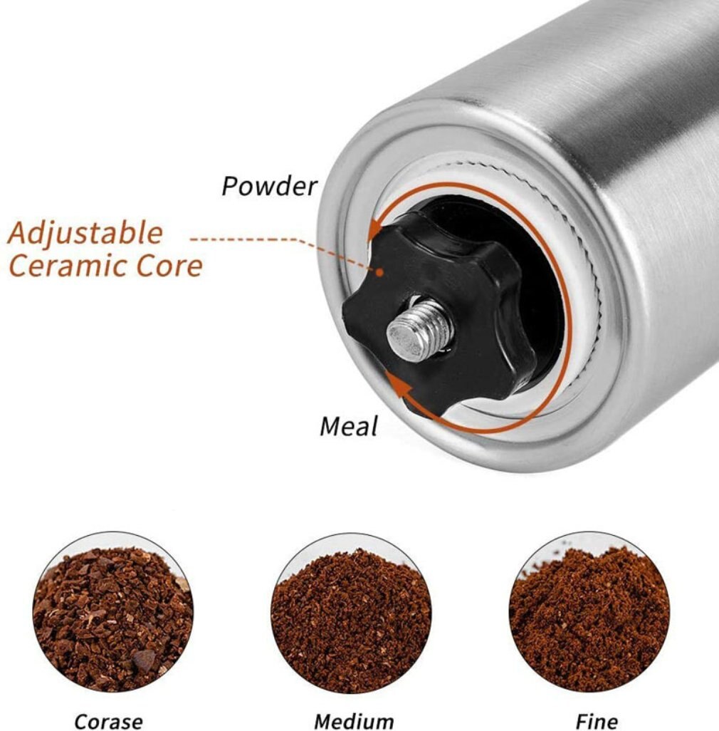 Silver Coffee Grinder Mini Stainless Steel Hand Manual Handmade Coffee Bean Burr Grinders Mill Kitchen Tool Grinders