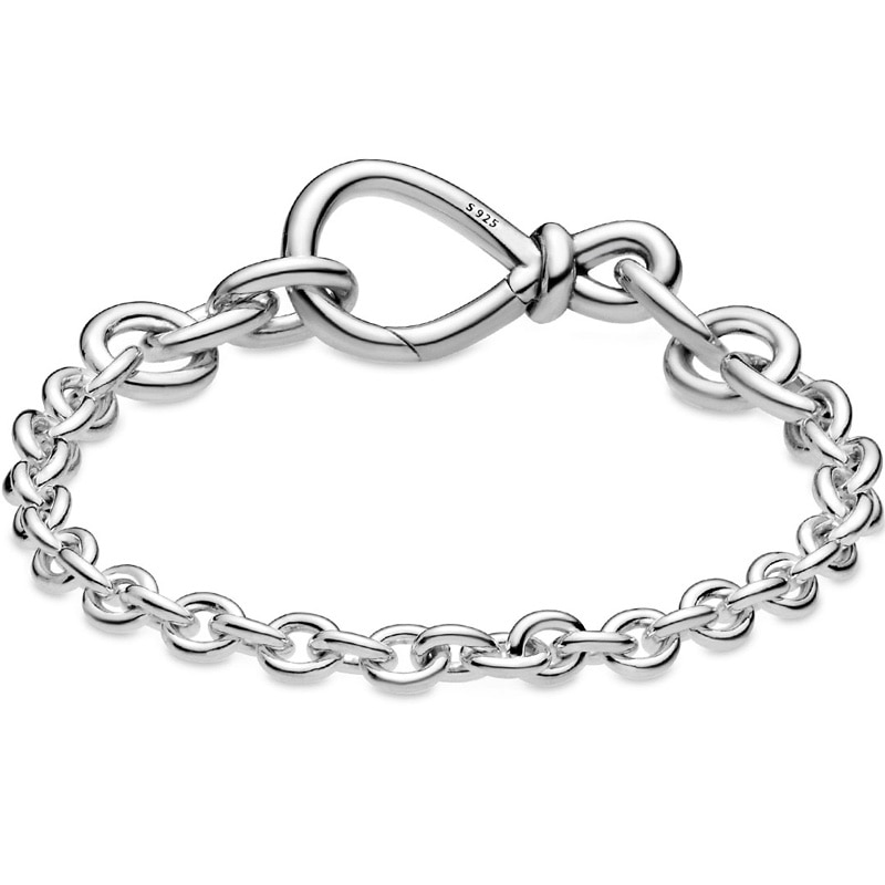 Original Chunky Infinity Knot Chain Bracelet Bangle Fit 925 Sterling Silver Bracelet Women Bead Charm Diy Europe Jewelry