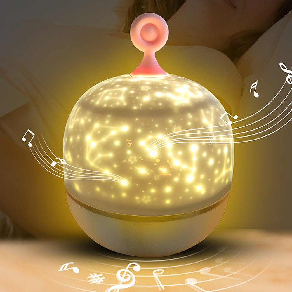 Gwiaździsta lampa projektora doprowadziło romantyczna marzycielska obrotowa lampka nocna walentynki prezent urodzinowy dla dzieci pozytywka