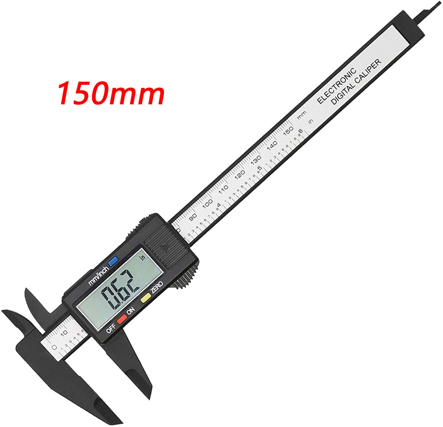 Digital Caliper 6 Inch Electronic Vernier Caliper with LCD Screen 0-6” Micrometer Caliper Measuring Tool Inch and Millimeter: 150mm black