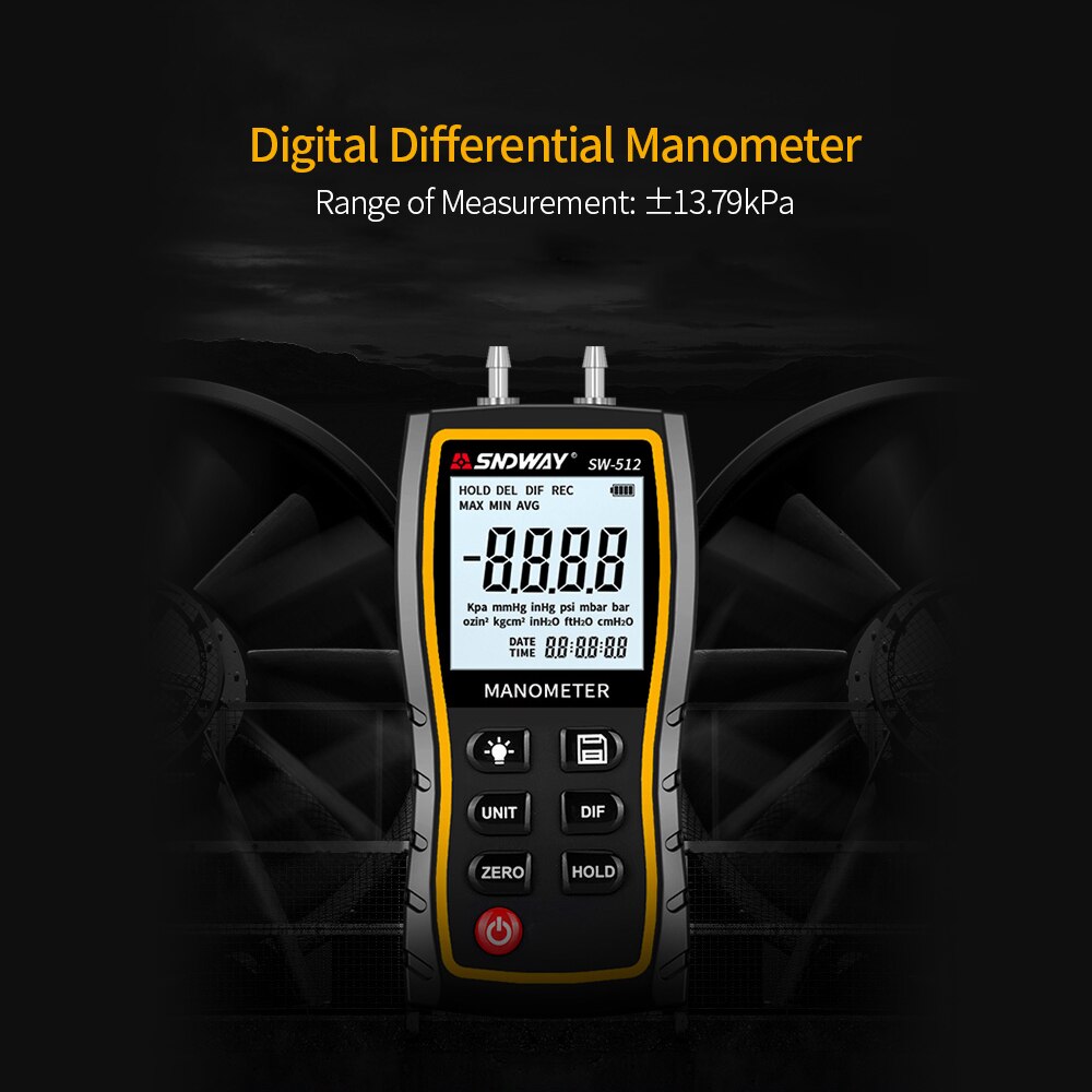 SNDWAY SW-512 Digital Manometer Air Pressure gauge Vacuum Pressure Gauges differential natural gas pressure gauge meter