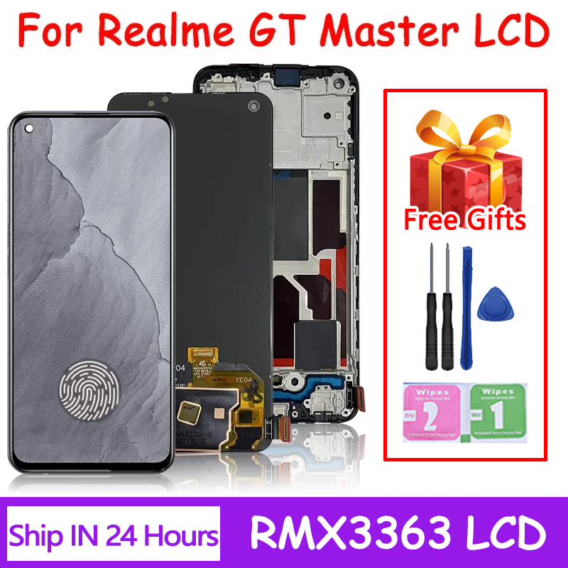 Super AMOLED For Oppo Realme GT Master RMX3363 RMX3360 Display Screen Frame Touch Panel Digitizer For Realme GT Master Edition