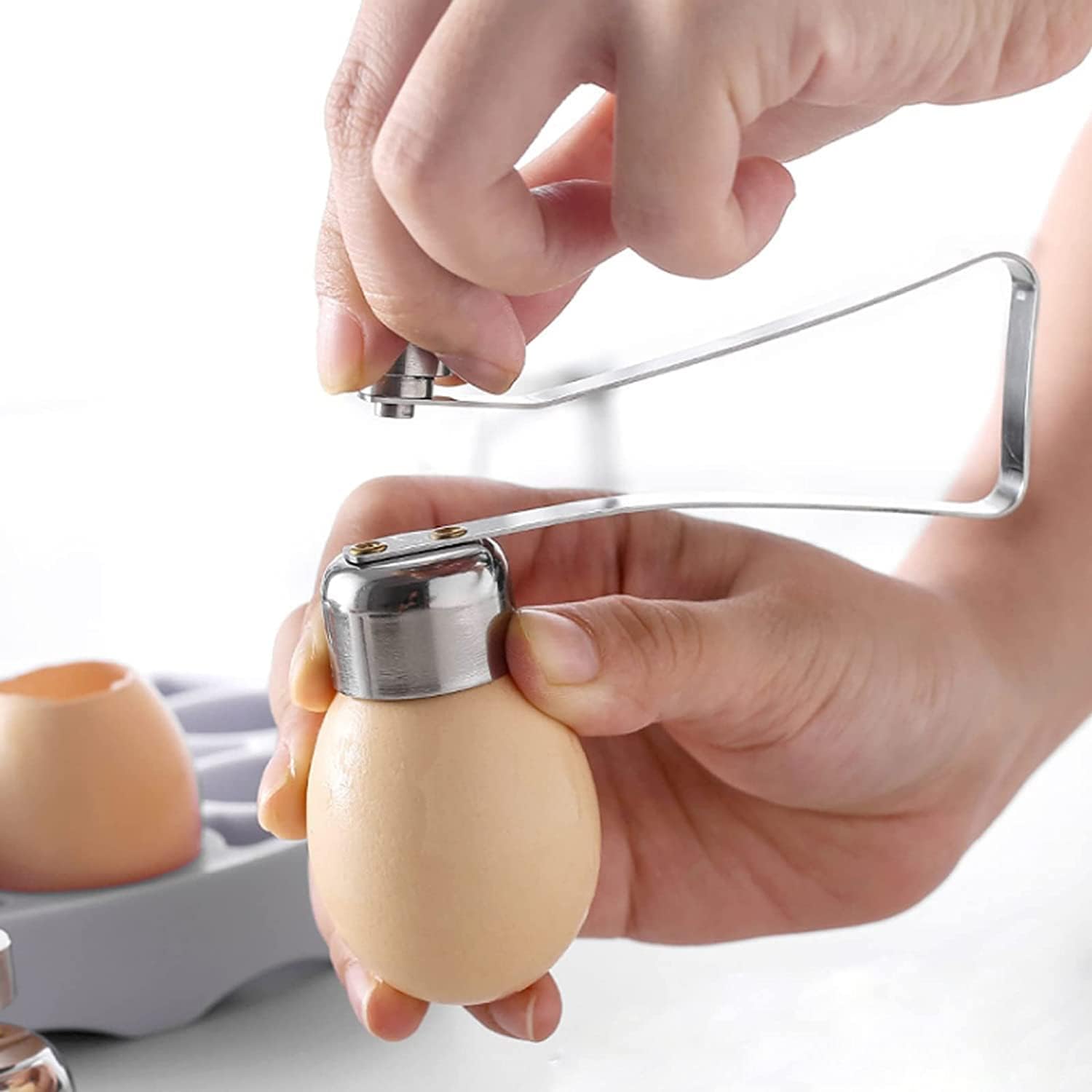 The stainless steel eggshell opener tool is ergonomically , adjustable in energy, durable, easy to use, and suitable for