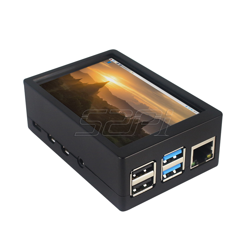 52Pi Raspberry Pi 4 480*320 3.5 Inch Resistive Touch Screen TFT Display Monitor with ABS Case Cooling Fan Heatsinks