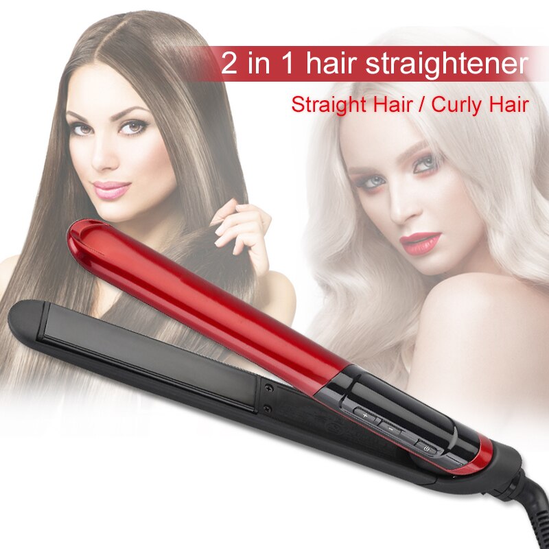LCD Display 2-in-1 ceramic coating Hair straightener Flat Iron Straightening Irons Styling Tools With Fast Warm-up Thermal