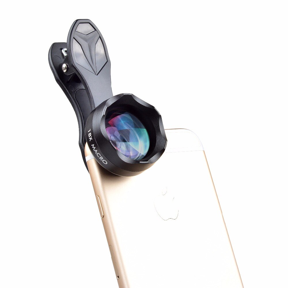 APEXEL Universal Clip en HD 18X Macro lente fotografía teléfono móvil lente Micro Lentes para iPhone 6 7 Xiaomi la mayoría de los Smartphones