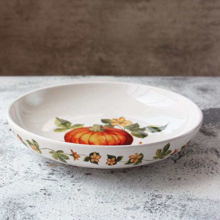 Underglaze 8 Inch Pumpkin Ceramic Deep Plate Flat Plate Tableware Pasta Noodle Salad Sushi Dessert Dish Dinnerware