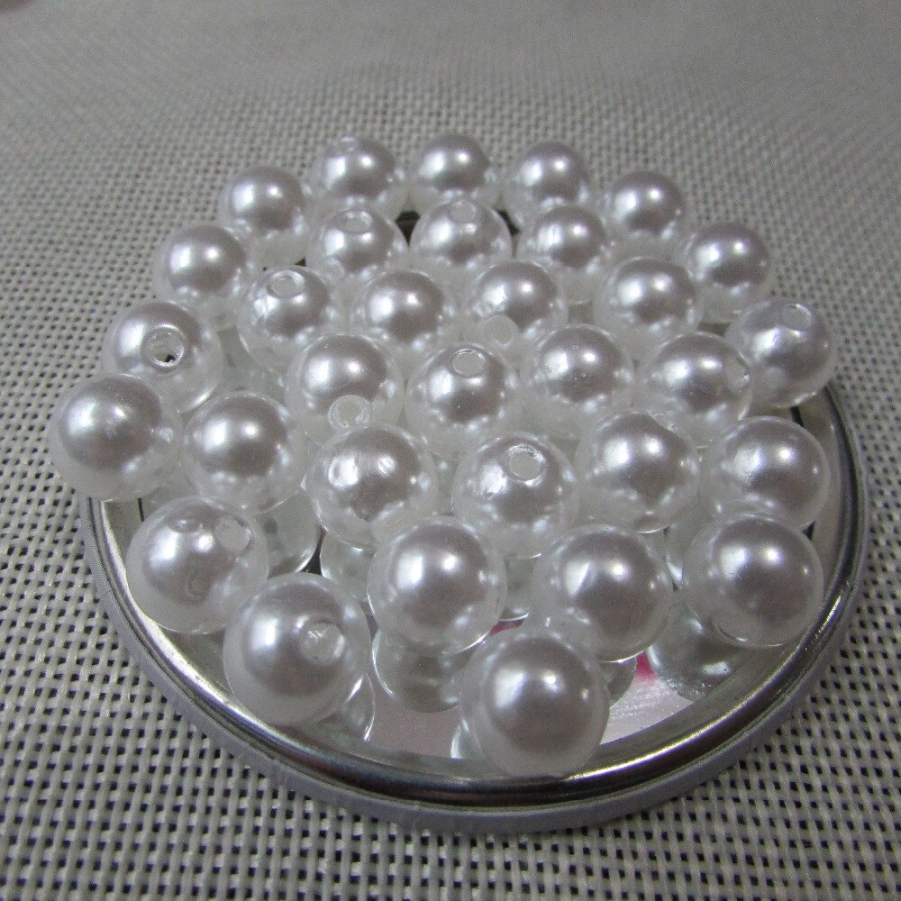 Mobiltelefon frisør essentiel 4mm-20 mm lige hul hvid perle diy originalitet håndarbejde materiale 500g