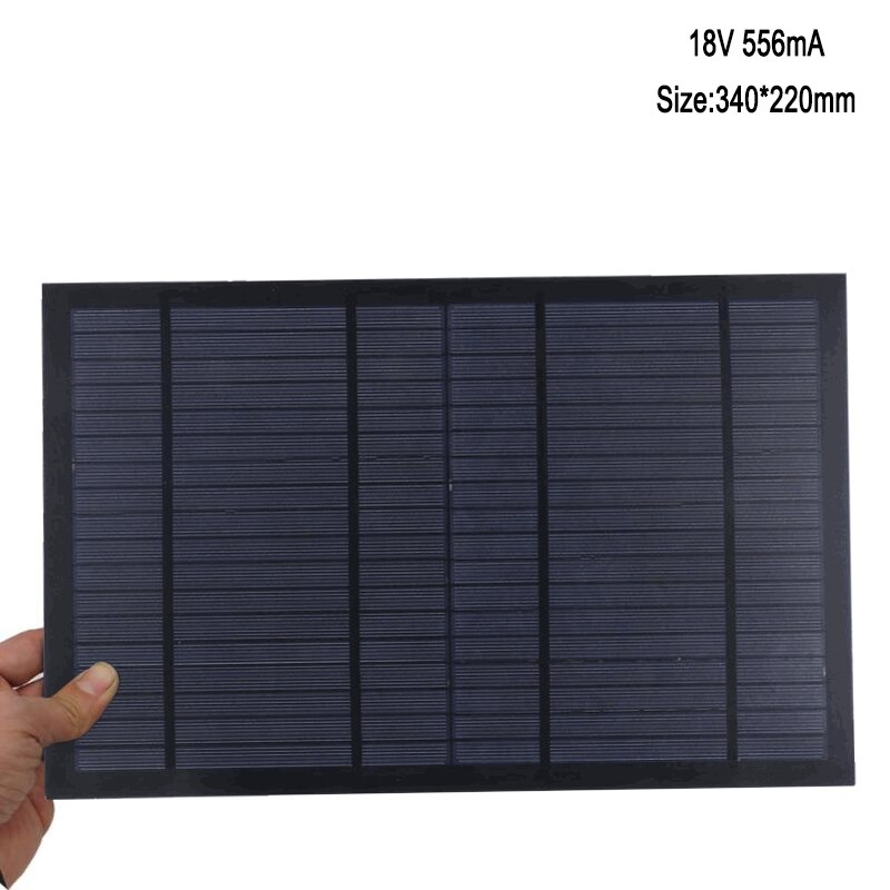 Panneau solaire 6V 9V 18V, Mini système solaire filaire, bricolage pour batterie, chargeur de téléphone portable, cellules solaires 2W 3W 4.5W 6W 10W: 18V 10W