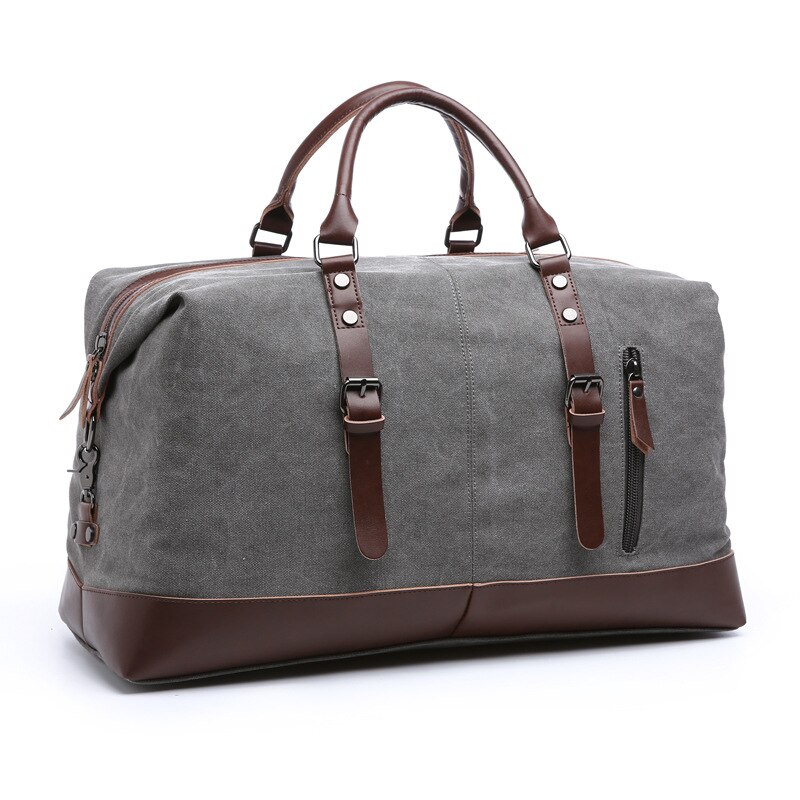 Markroyal mænd rejsetasker medium stor kapacitet bagage tasker lærred læder rejsetasker skuldertasker: Grå 8655 medium