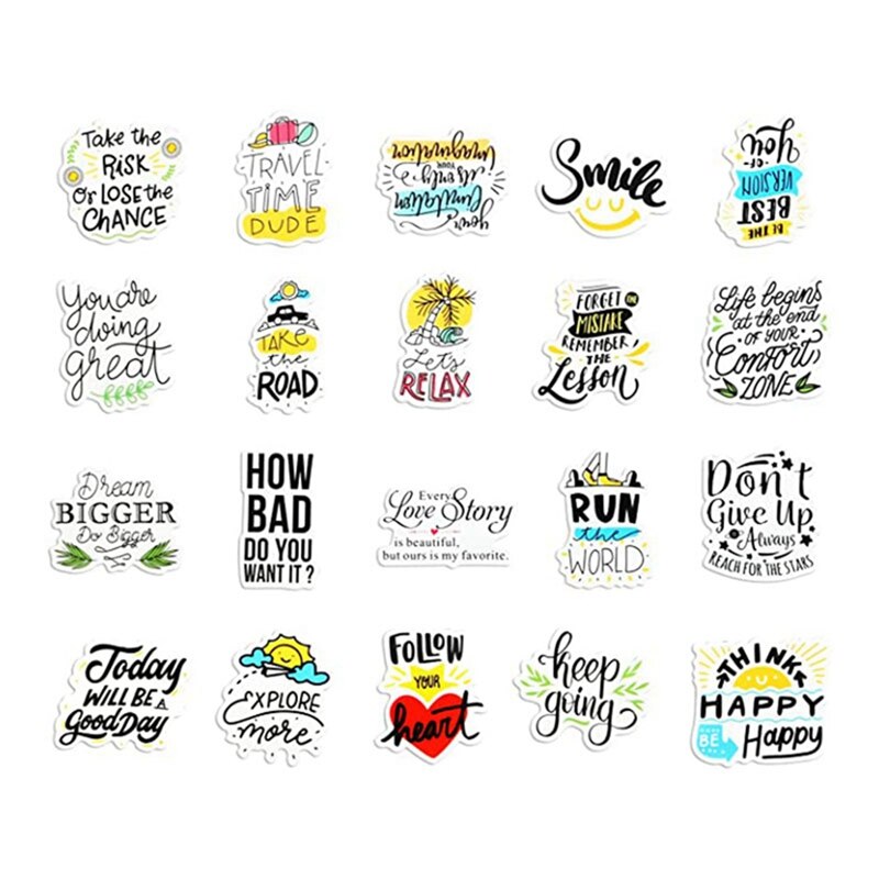 100Pcs Inspirational Stickers Motivatie Stickers Waterdicht Vinyl Positieve Laptop Stickers Voor Water Flessen