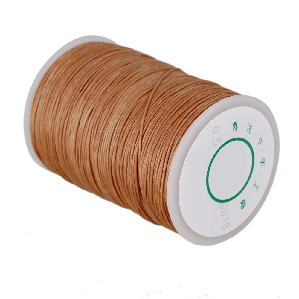 Cordón de hilo trenzado redondo de poliéster encerado, cuerda de macramé artesanal, color marrón claro, 0,5mm