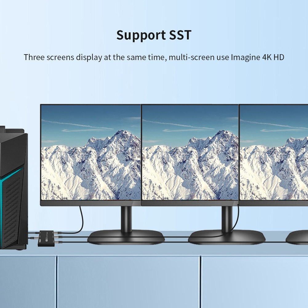 Displayport 8K 1X3 Dp Splitter 8K60Hz 4K120Hzz Mst Sst Hub Multi Monitor Splitter Met Extended Display En Spiegel Modus