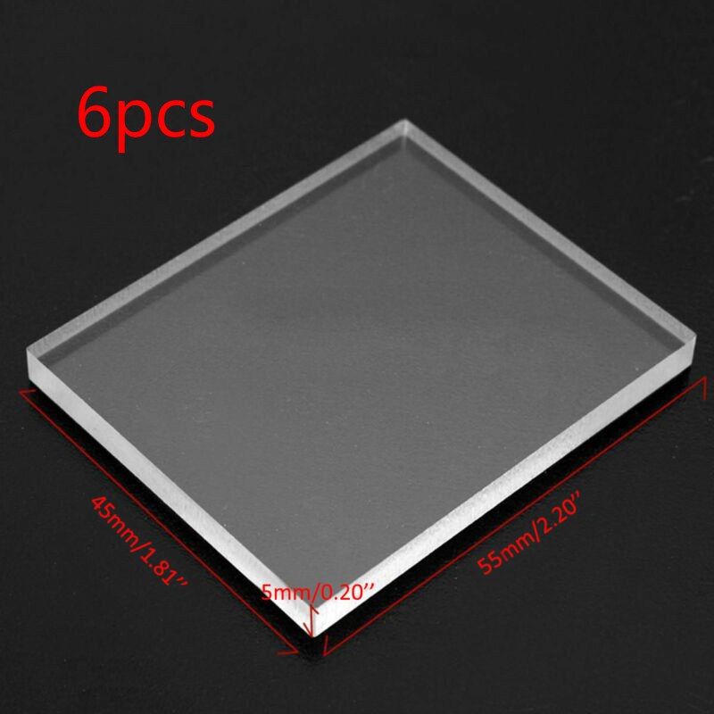 6pcs plexiglass transparent transparent plastic plate acrylic plate, transparent plexiglass plate 45x55mm