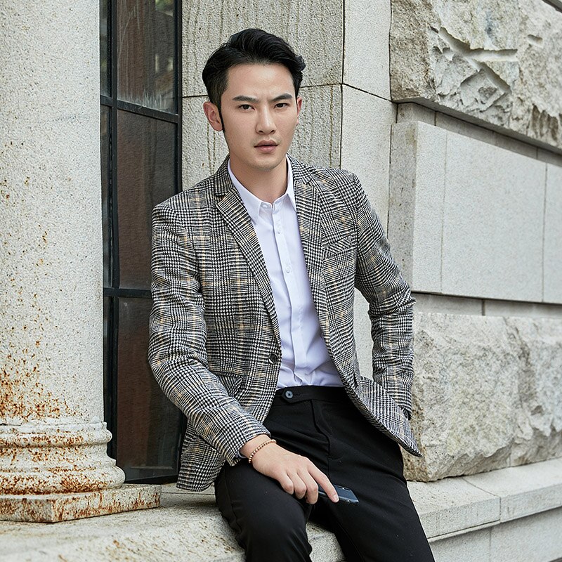 Rutete blazer herre dressjakke i britisk stil uformell brudekjole kåpe business streetwear sosial jakke este kostyme homme