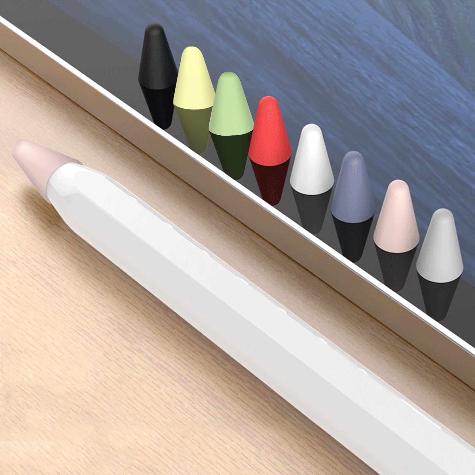 Silikonspitzen als ersatz für apple pencil 1st (2nd. generation), farbige spitze, doppellagiger touchscreen-stift, mehrfarbig