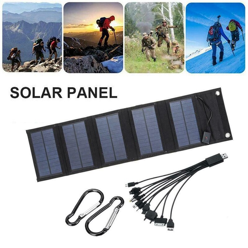 Foldable Solar Panel 75W USB Solar Cell Portable Folding Waterproof 5V Charger Outdoor Mobile Power Battery Sun Charging