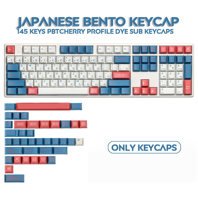 Teclas japonesas PBT bento Root, teclas de tinte de perfil de cereza, para teclado mecánico GH60, XD64, GK64, Tada68, Poker 60, XD60, 140 teclas