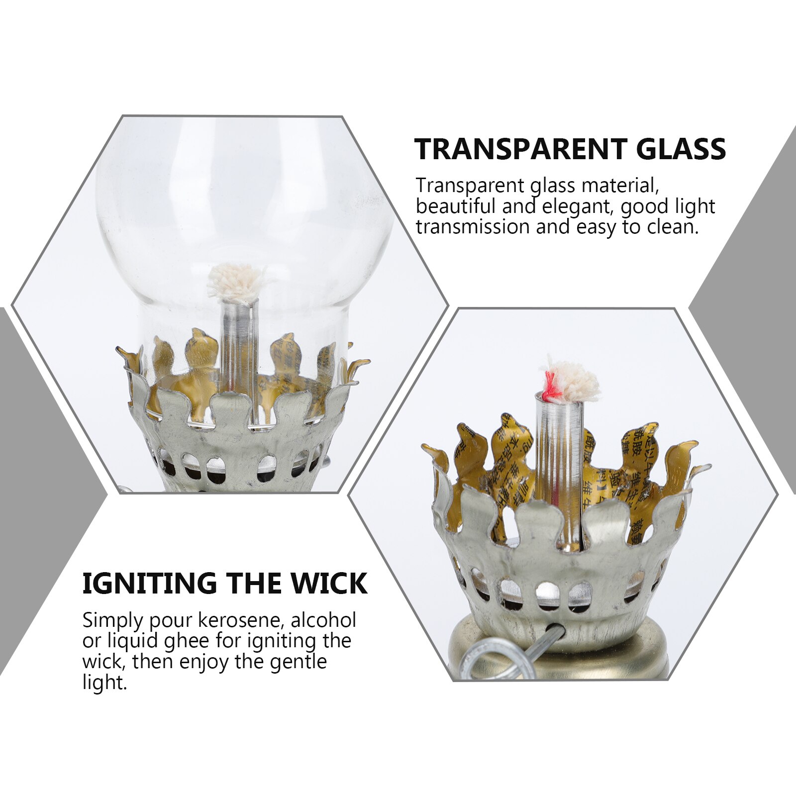 Desktop Oil Lamp Retro Kerosene Lamp Handheld Oil Lantern Glass Kerosene Lamp