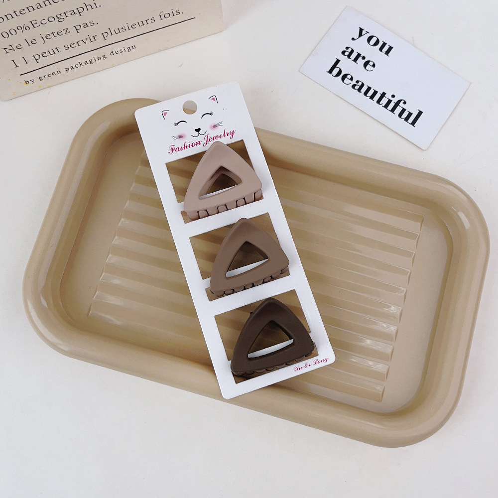 3 unids/set Color café esmerilado geométrico horquillas cangrejo pinzas para el cabello pasadores para mujeres niñas accesorios para el cabello sombreros: Rosa
