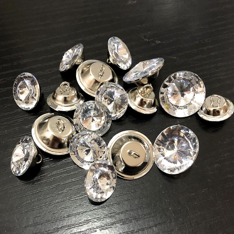 100PCS/lot White Clear acrylic Button 18mm 20mm acrylic Crystal Buttons For Clothing Sofa Craft Sewing Accessories DIY