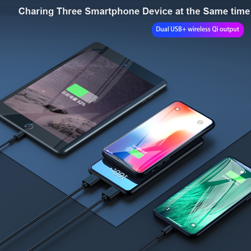 Qi batterie externe sans fil 10000mAh Chargeur De Batterie Portable pour iPhone X XR 8 Plus batterie externe Chargeur pour Samsung S10 plus S9 S8