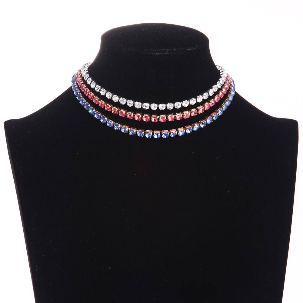 Luxury Bling Bling Crystal Rhinestone Choker Necklace For Women Jewellery Statement Luxury Collares Jewelry