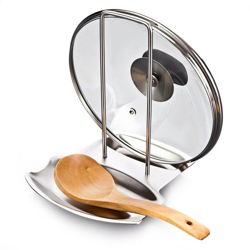 Spoon Rest Pot Lid Holder Stainless Steel Rack Pan Cover Stand Organizer Kitchen Dining Tableware Accessorie Stove Storage Shelf: Default Title