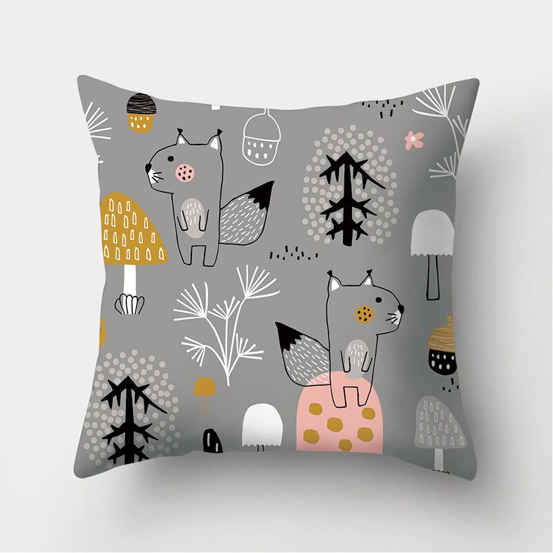 Dinosaurie alpacka panda räv dekorativa kuddar örngott polyester kuddfodral kudde soffa dekoration kuddfodral 40946: 2bz-40946-003