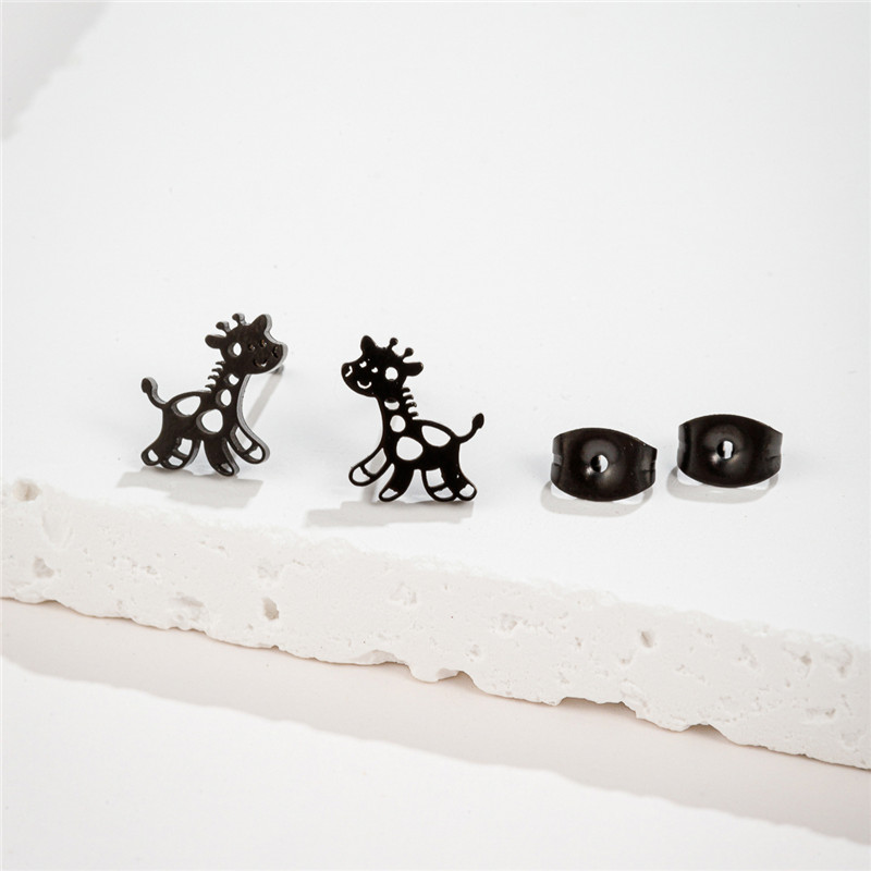 Pendientes pequeños de jirafa de acero inoxidable, bonitos tachuelas de animales con globos para mujeres y niñas, joyería de , para Piercing en la oreja de cumpleaños para hombres
