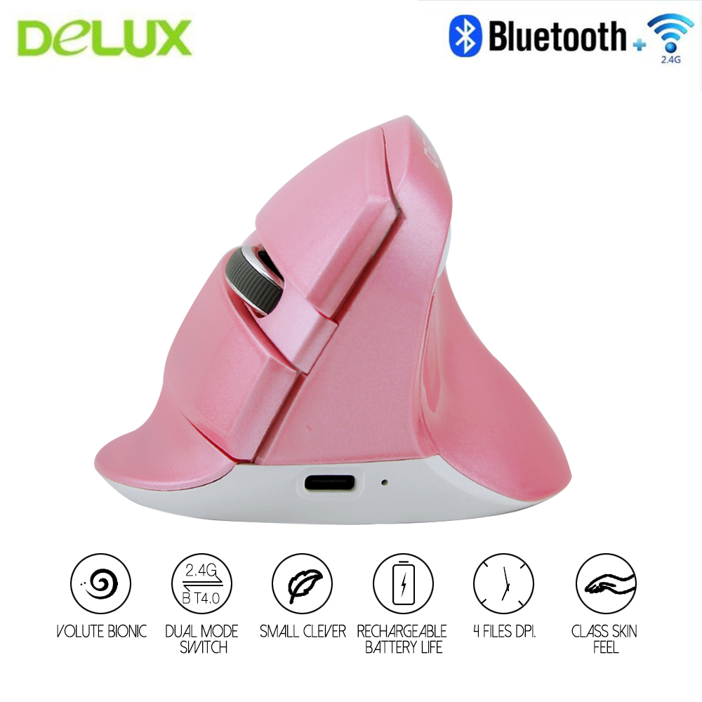​Bluetooth Mouse USB Wireless Gaming Mouse Pink Office Ergonomic Vertical Mice LED Optical Computer Mause 2400DPI For PC Gamer