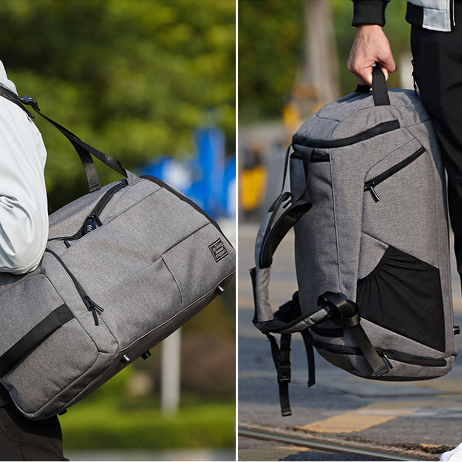 Bolsa de viaje impermeable para hombre, bolsa de gimnasio deportiva, mochila grande multifunción para almacenamiento de zapatos, candado antirrobo de Fitness, color negro