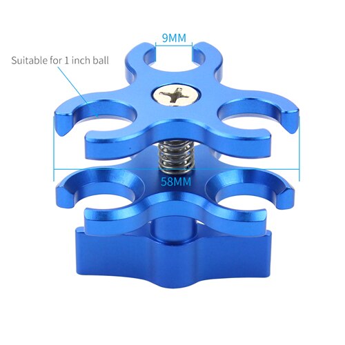 XT-XINTE Diving Luce Braccio Adattatore di Clip Farfalla Clip di 1inch Testa A Sfera Morsetto Supporto per GoPro 7 6 5 SLR Fotocamera con 2/3 Fori Aperti: blue 3open hole clip