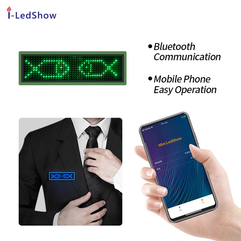 -sælger bluetooth led navneskilt programmerbar mini led display skærm tekst, mønster, diy led navnekort skilt