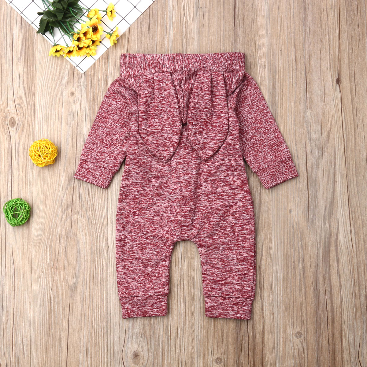 0-24M Newborn Baby Boy Girl Long Sleeve Bunny Ear Hooded Romper Jumpsuit Playsuit Outfits Spring Autumn Clothes