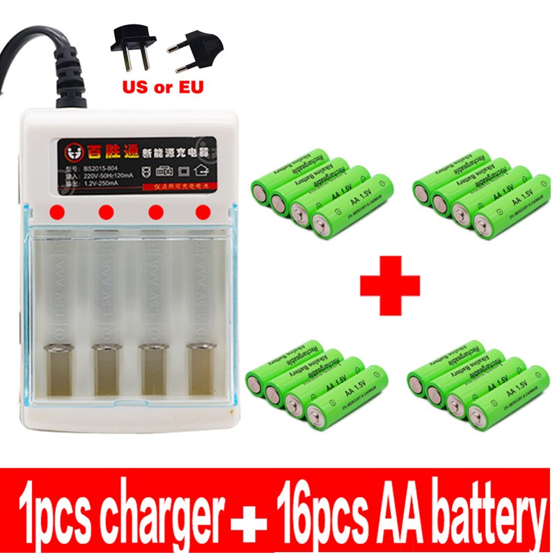 4000 MAH rechargeable battery AA 1.5 V. Rechargeable Alcalinas drummey for toy light emitting diode +charger
