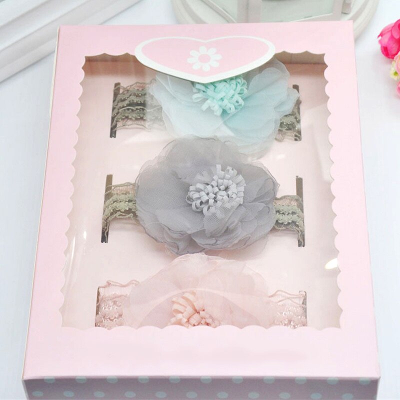 3Pcs/Set Cute Bownot Baby Headband Flower Baby Girl Elastic Hair Bands Crown Headwear Props Baby Girl Accessories