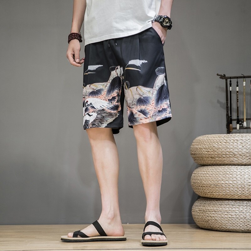 Shorts Style chinois pour hommes, nouveaux Shorts d&#39;été à la pour garçons, pantalons Kimono courts de plage en lin japonais, boutique chinoise en ligne FF2817,