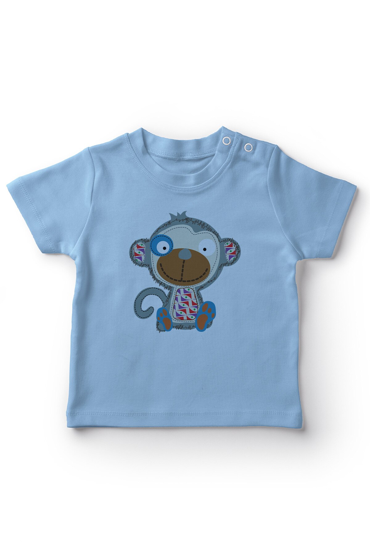 Angemiel Baby Sweet Yamalı Monkey Baby Boy T-Shirt Blue