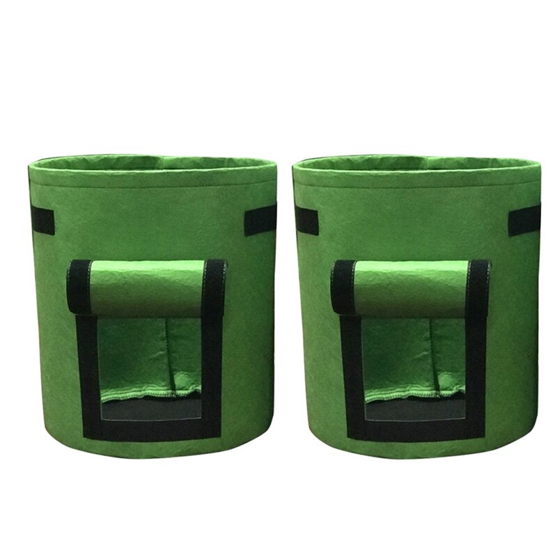 2 Pcs Vilt Plant Groeien Zakken 7 Gallon Geweven Stof Tuin Aardappel Pot Greenhouse Groenteteelt Tassen: Green