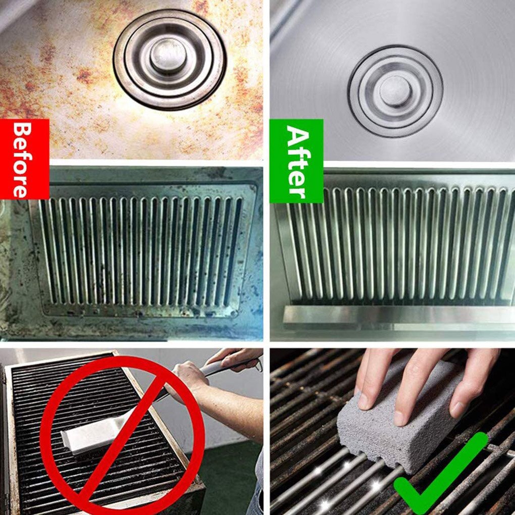 2Pcs BBQ Grill Cleaning Brick Block Barbecue Cleaning Stone BBQ Racks Stains Grease Cleaner BBQ Tools Kitchen Decorates Gadgets