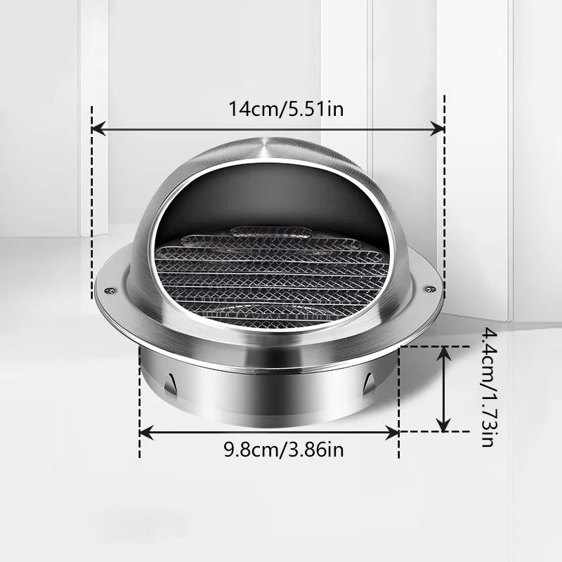 Stainless Steel Vent Ducting Ventilation Exhaust Grille Cover 100/150mm Round Waterproof Heating Cooling Air Ceiling Vents Cap ﻿: Light Grey