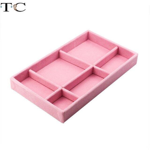 Necklace Display Tray Jewelry Display Tray Ring Holder Showing Case Jewellry Storage Container Earring Bracelet Box: Pink 6 Grids Tray